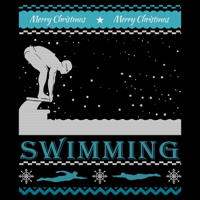 Swimming Ugly Christmas Sweater For Swimmer Cool Gift Drawstring Bag