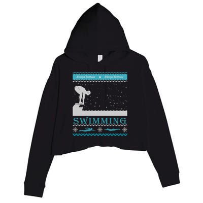 Swimming Ugly Christmas Sweater For Swimmer Cool Gift Crop Fleece Hoodie