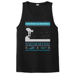 Swimming Ugly Christmas Sweater For Swimmer Cool Gift PosiCharge Competitor Tank