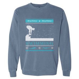 Swimming Ugly Christmas Sweater For Swimmer Cool Gift Garment-Dyed Sweatshirt