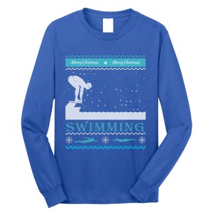 Swimming Ugly Christmas Sweater For Swimmer Cool Gift Long Sleeve Shirt