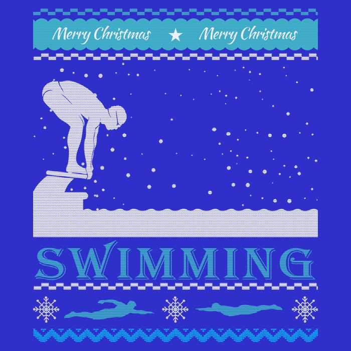 Swimming Ugly Christmas Sweater For Swimmer Cool Gift Button