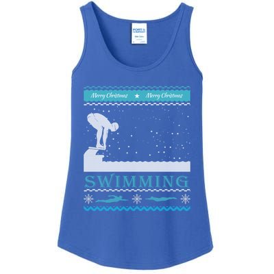 Swimming Ugly Christmas Sweater For Swimmer Cool Gift Ladies Essential Tank