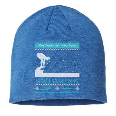 Swimming Ugly Christmas Sweater For Swimmer Cool Gift Sustainable Beanie