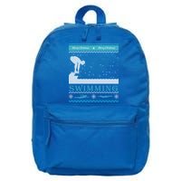 Swimming Ugly Christmas Sweater For Swimmer Cool Gift 16 in Basic Backpack