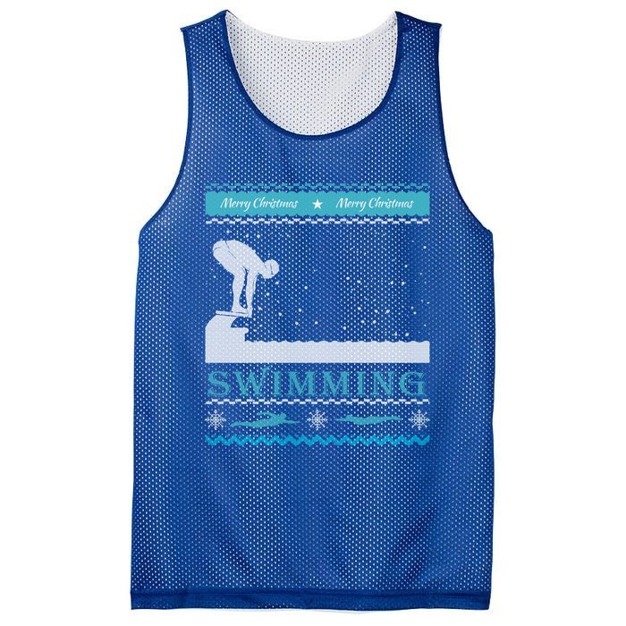 Swimming Ugly Christmas Sweater For Swimmer Cool Gift Mesh Reversible Basketball Jersey Tank