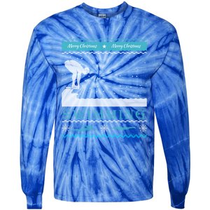 Swimming Ugly Christmas Sweater For Swimmer Cool Gift Tie-Dye Long Sleeve Shirt