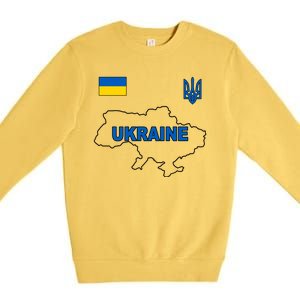 Support Ukraine Country Map Premium Crewneck Sweatshirt