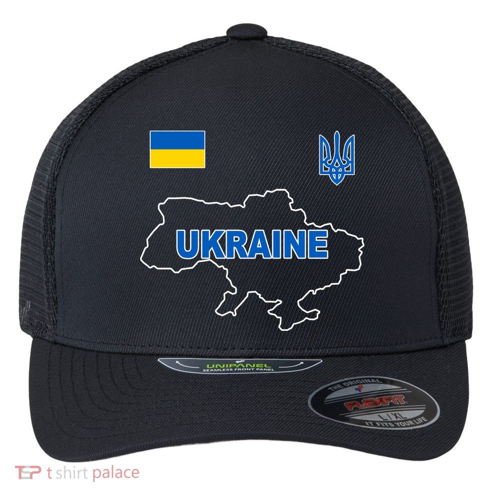 Support Ukraine Country Map Flexfit Unipanel Trucker Cap