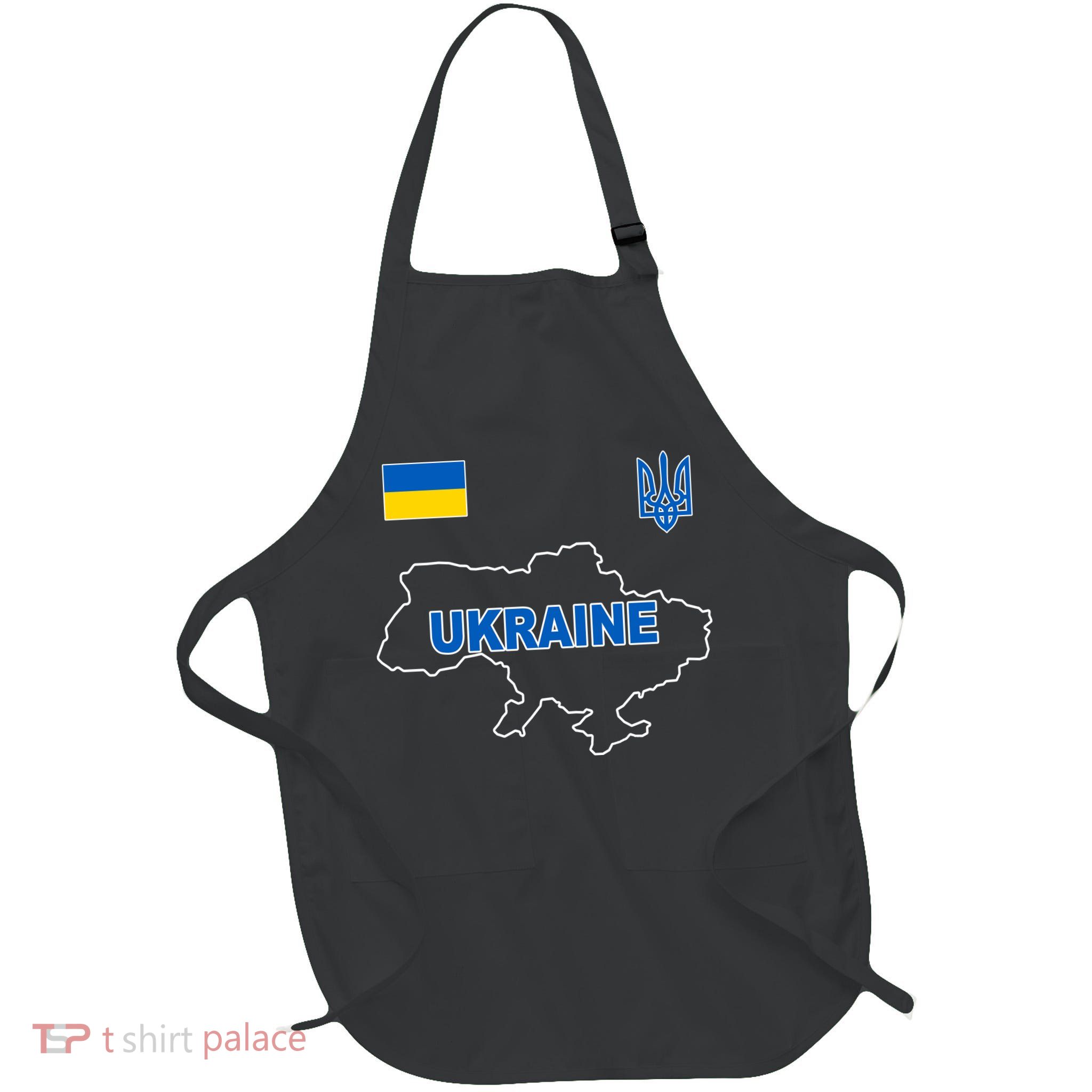 Support Ukraine Country Map Full-Length Apron With Pockets