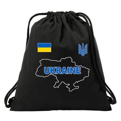 Support Ukraine Country Map Drawstring Bag