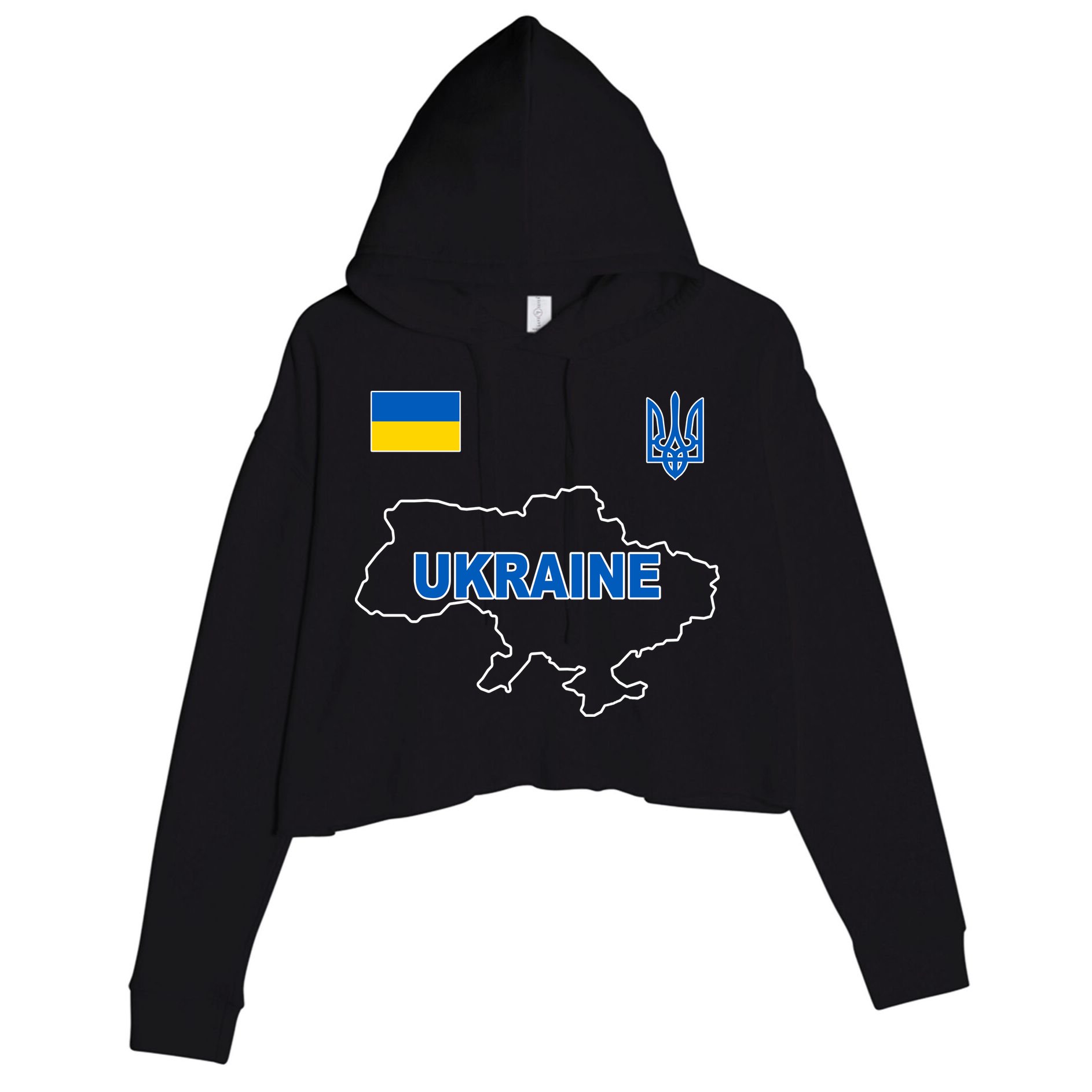 Support Ukraine Country Map Crop Fleece Hoodie