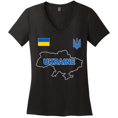 Support Ukraine Country Map Women's V-Neck T-Shirt