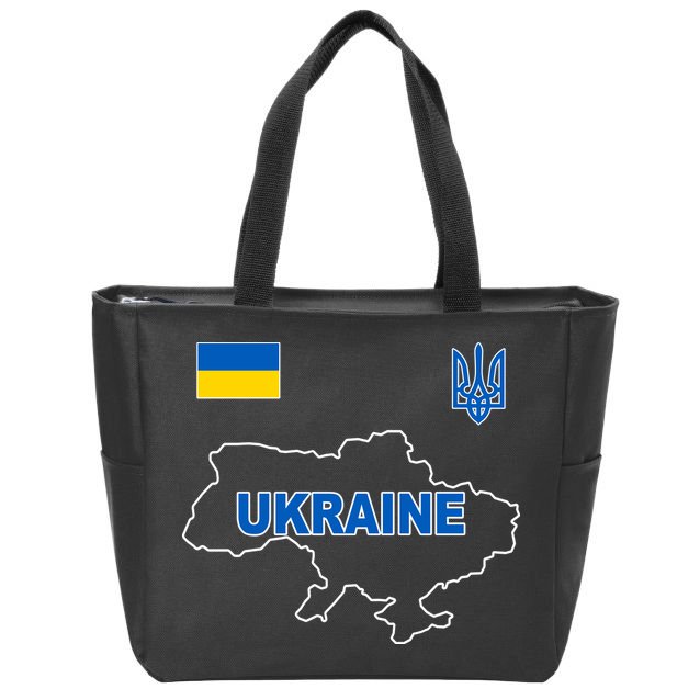 Support Ukraine Country Map Zip Tote Bag