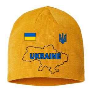 Support Ukraine Country Map Sustainable Beanie