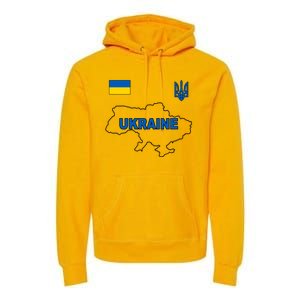 Support Ukraine Country Map Premium Hoodie