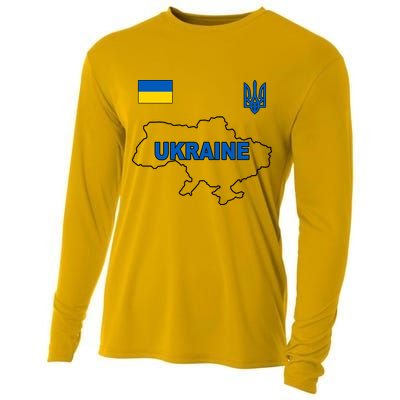 Support Ukraine Country Map Cooling Performance Long Sleeve Crew