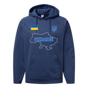 Support Ukraine Country Map Performance Fleece Hoodie