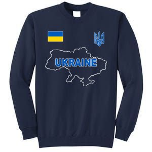 Support Ukraine Country Map Tall Sweatshirt