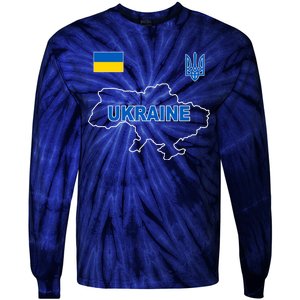 Support Ukraine Country Map Tie-Dye Long Sleeve Shirt