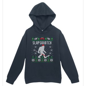 Slapsquatch Ugly Christmas Hockey Sasquatch Bigfoot Funny Gift Urban Pullover Hoodie