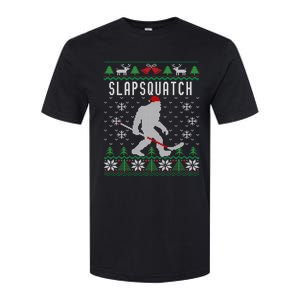 Slapsquatch Ugly Christmas Hockey Sasquatch Bigfoot Funny Gift Softstyle CVC T-Shirt