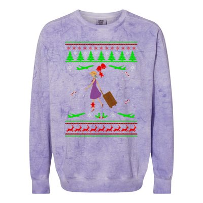 Stewardess Ugly Christmas Colorblast Crewneck Sweatshirt