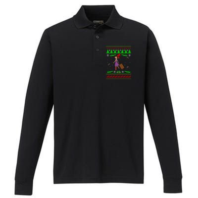 Stewardess Ugly Christmas Performance Long Sleeve Polo