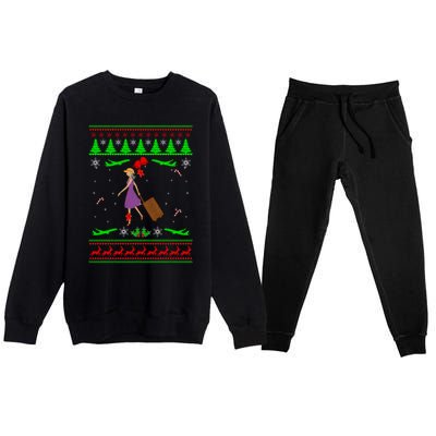 Stewardess Ugly Christmas Premium Crewneck Sweatsuit Set