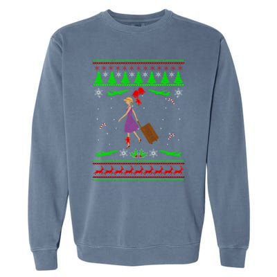 Stewardess Ugly Christmas Garment-Dyed Sweatshirt