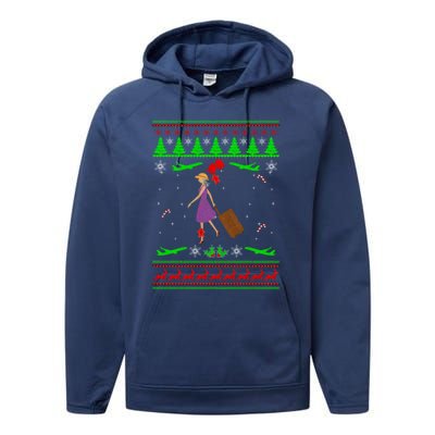 Stewardess Ugly Christmas Performance Fleece Hoodie