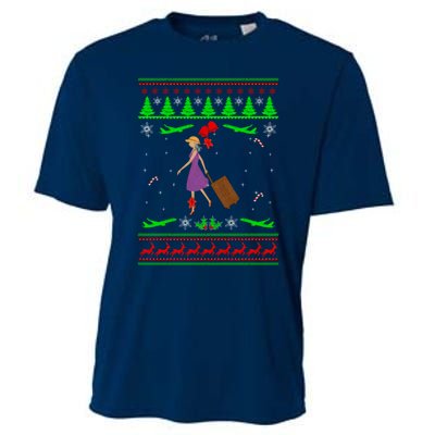 Stewardess Ugly Christmas Cooling Performance Crew T-Shirt