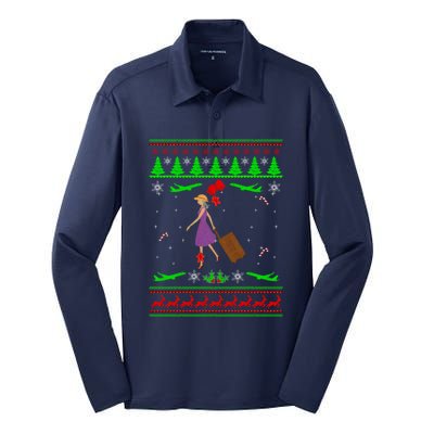 Stewardess Ugly Christmas Silk Touch Performance Long Sleeve Polo