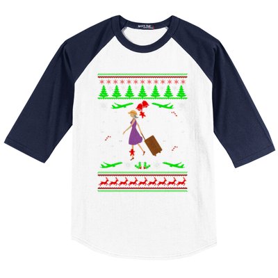 Stewardess Ugly Christmas Baseball Sleeve Shirt