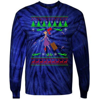 Stewardess Ugly Christmas Tie-Dye Long Sleeve Shirt