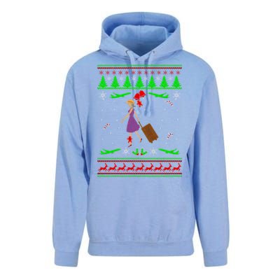 Stewardess Ugly Christmas Unisex Surf Hoodie