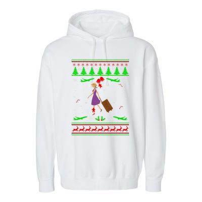 Stewardess Ugly Christmas Garment-Dyed Fleece Hoodie