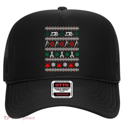 Sewing Ugly Christmas High Crown Mesh Back Trucker Hat