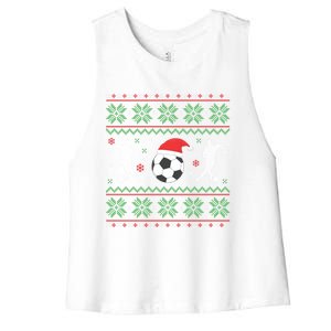 Soccer Ugly Christmas Funny Xmas Soccer Great Gift Women's Racerback Cropped Tank