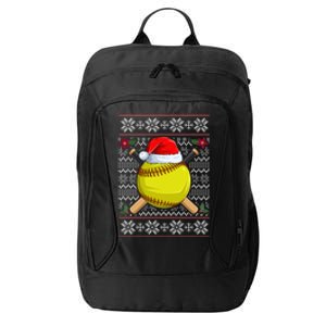 Softball Ugly Christmas Sweater Santa Hat Sport Fan Xmas Funny Gift City Backpack