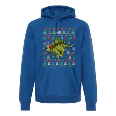 Stegosaurus Ugly Christmas Dinosaur Dino Gift Premium Hoodie