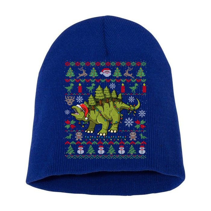 Stegosaurus Ugly Christmas Dinosaur Dino Gift Short Acrylic Beanie