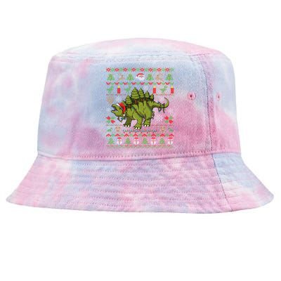 Stegosaurus Ugly Christmas Dinosaur Dino Gift Tie-Dyed Bucket Hat