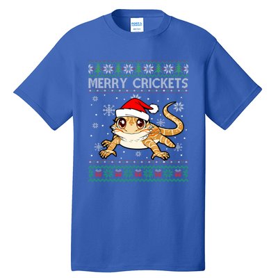 Sweater Ugly Christmas Merry Crickets Bearded Dragon Holiday Gift Tall T-Shirt