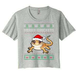 Sweater Ugly Christmas Merry Crickets Bearded Dragon Holiday Gift Women's Crop Top Tee