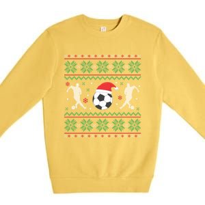 Soccer Ugly Christmas Funny Xmas Soccer Gift Premium Crewneck Sweatshirt