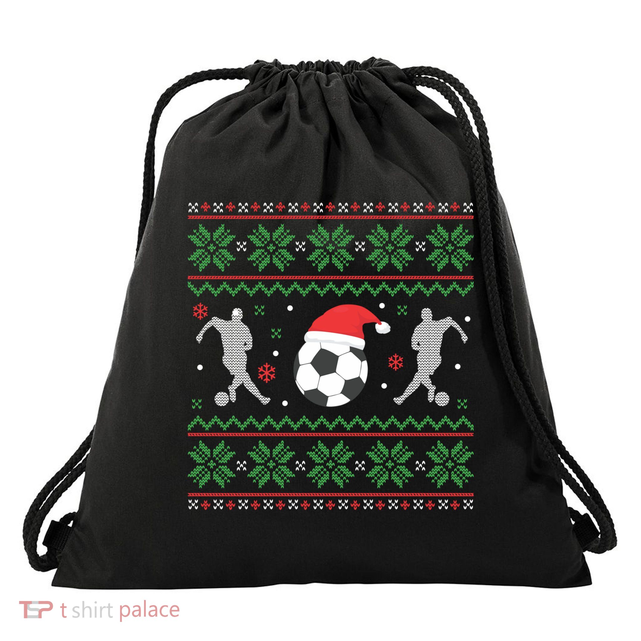 Soccer Ugly Christmas Sweater Funny Xmas Soccer Cute Gift Drawstring Bag