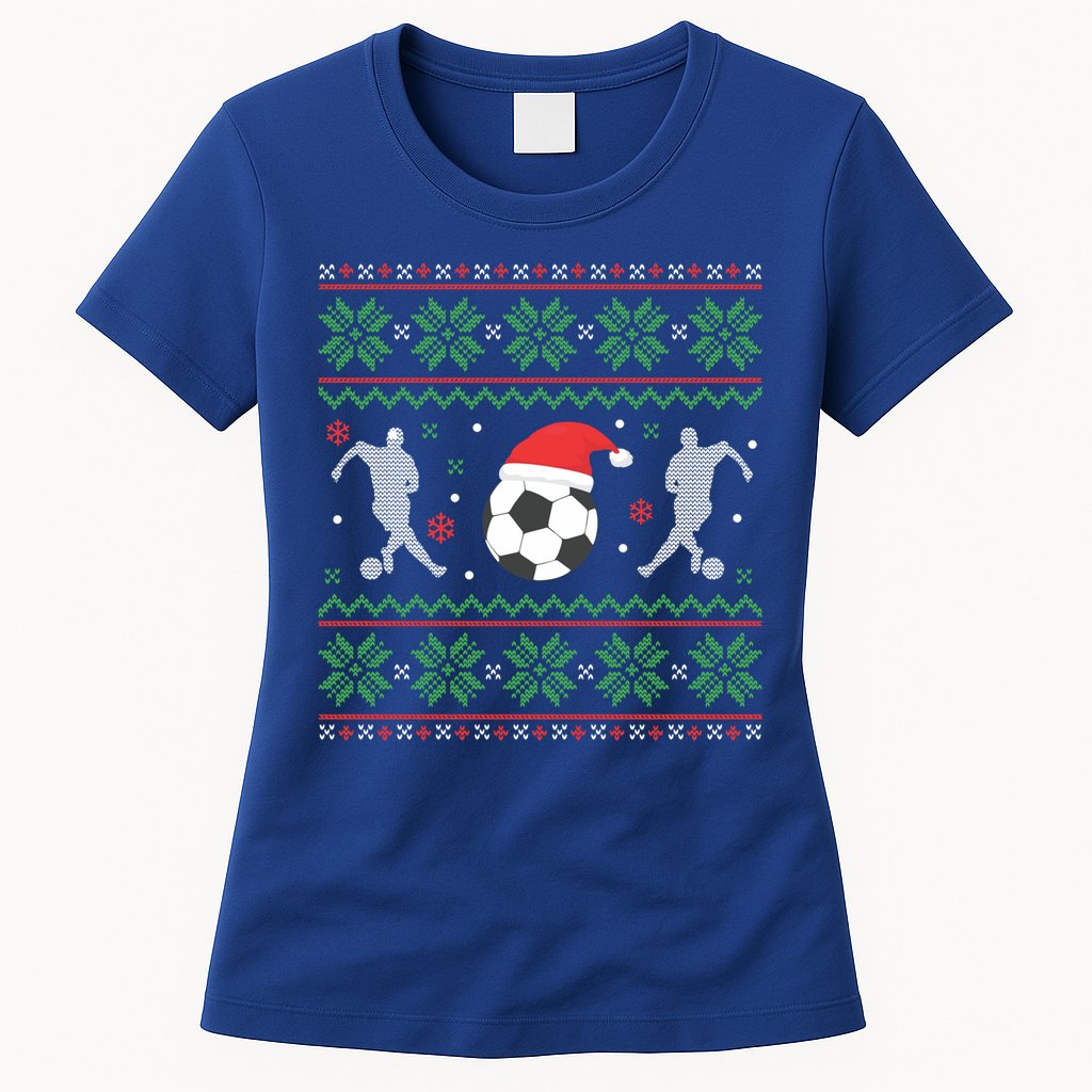 Soccer Ugly Christmas Sweater Funny Xmas Soccer Cute Gift Womens T-Shirt