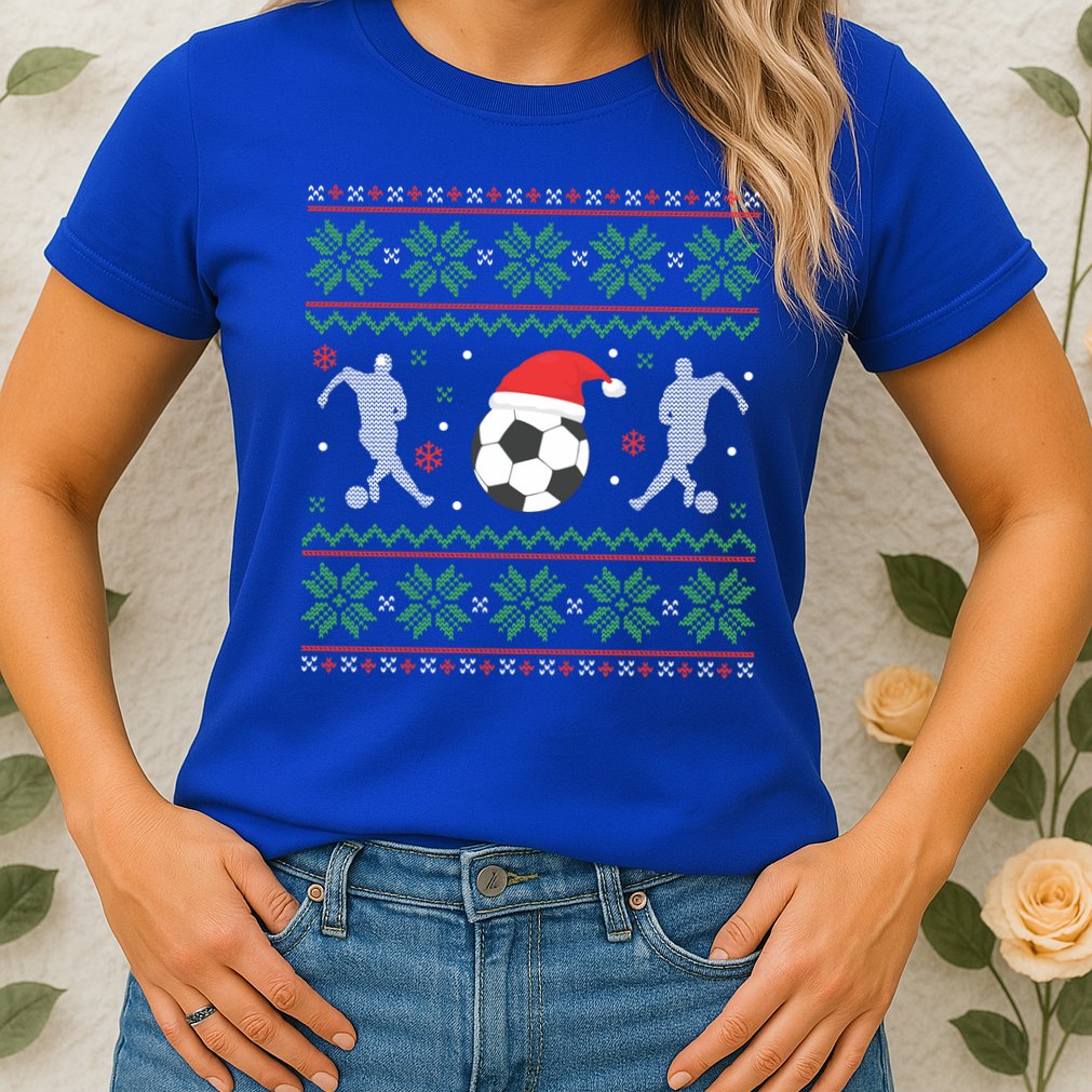 Soccer Ugly Christmas Sweater Funny Xmas Soccer Cute Gift Womens T-Shirt
