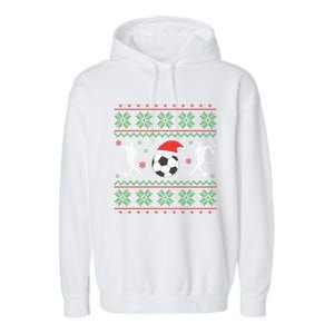 Soccer Ugly Christmas Sweater Funny Xmas Soccer Cute Gift Garment-Dyed Fleece Hoodie